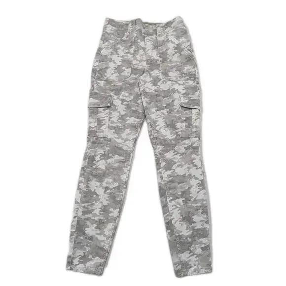 SPANX Cargo Pants Women L Gray Camo Utility Stretch Skinny Pull On Large - Picture 2 of 11